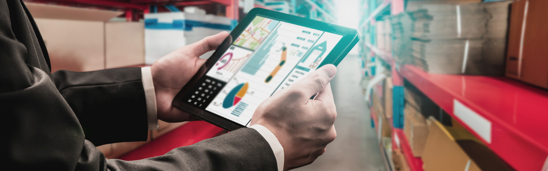 man holding tablet display report