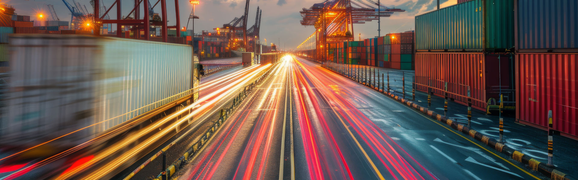 background of fast lights going down road in harbour