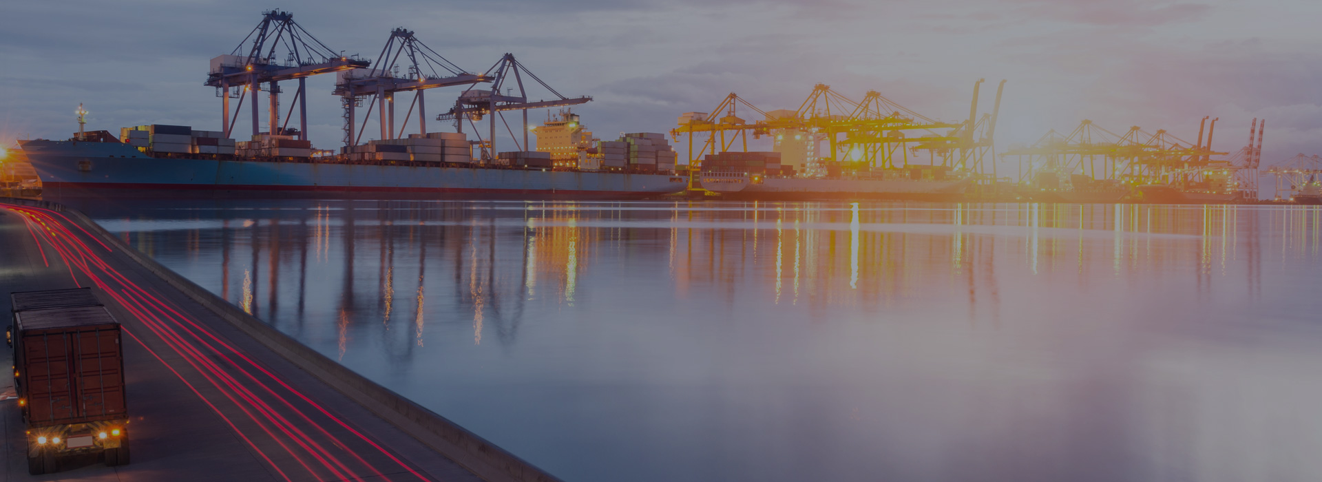 sunset background of harbour with ships