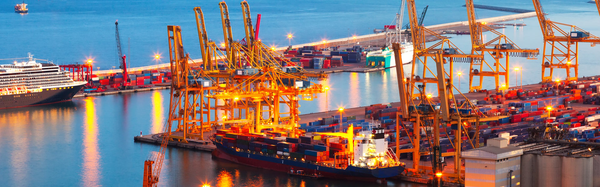 container ship docked at harbour