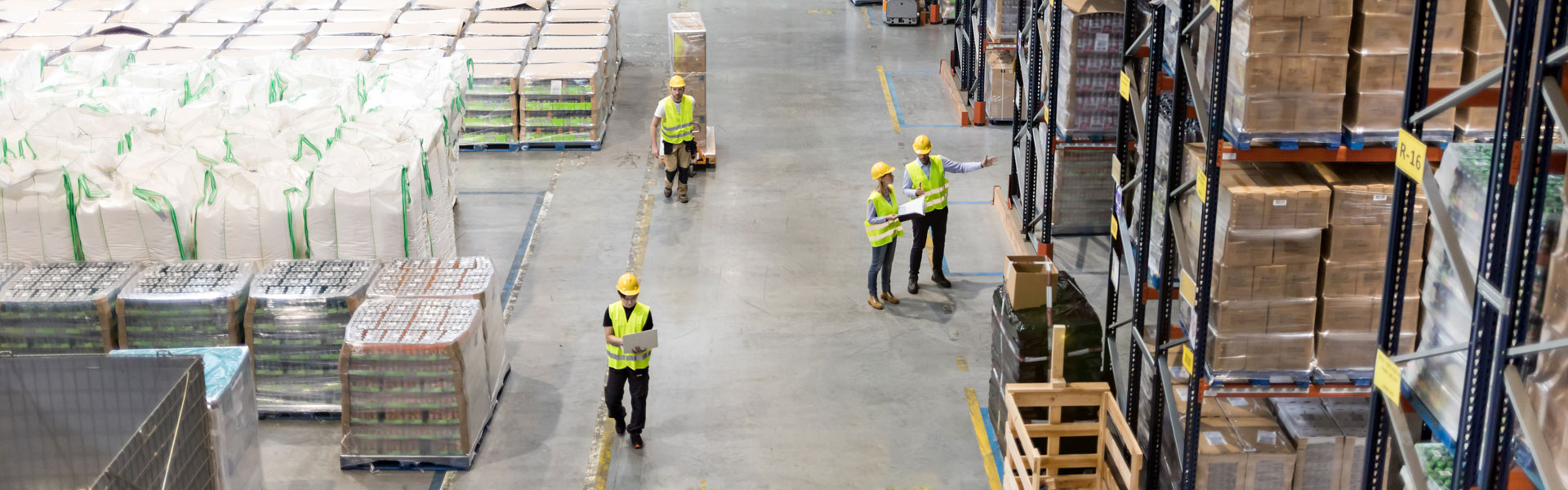 aerial view of inside warehouse