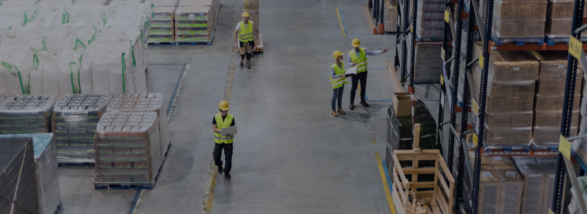aerial view of inside warehouse